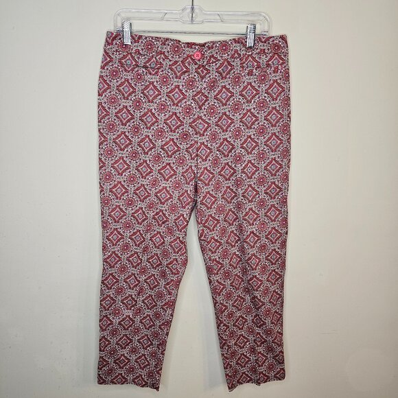 Women's Talbots Ankle Pants Geometric Shades of Pink Size 12 - Picture 1 of 7
